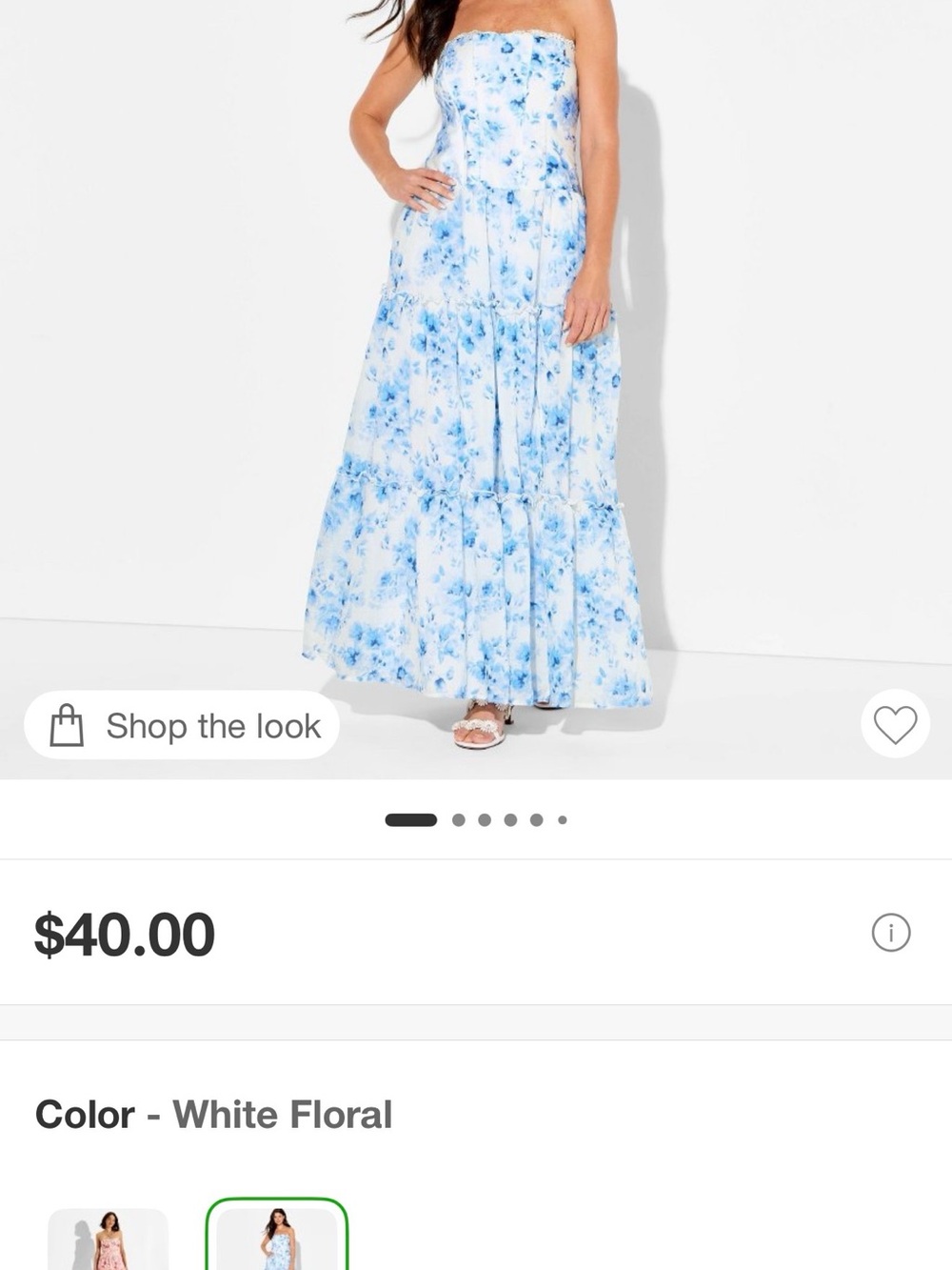 NWT Wild Fable White and Light Blue Floral Strapless Maxi Corset Dress